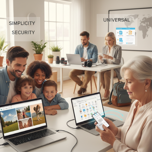 Diverse group using The PhotoStick Omni